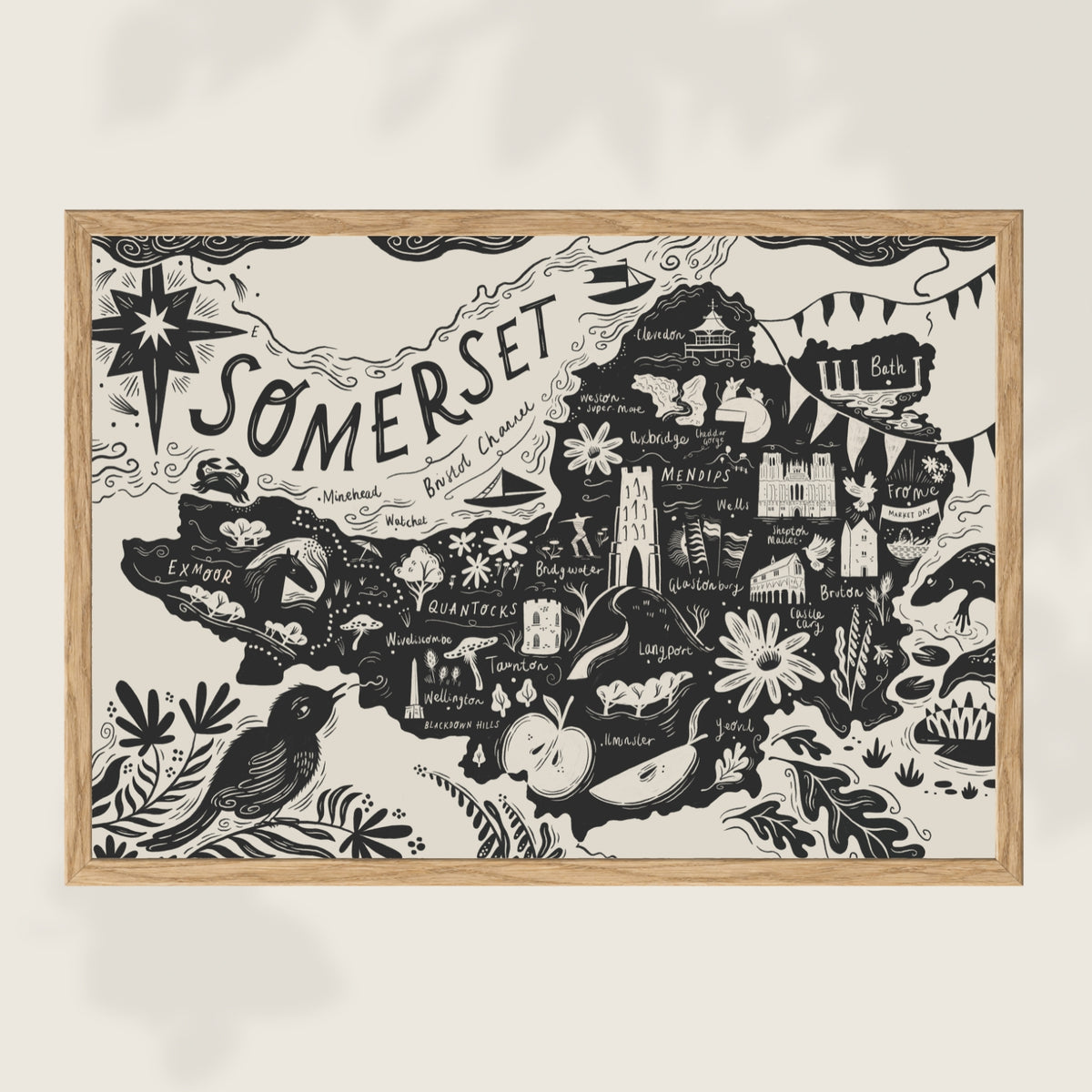 'Somerset' Map Art Print