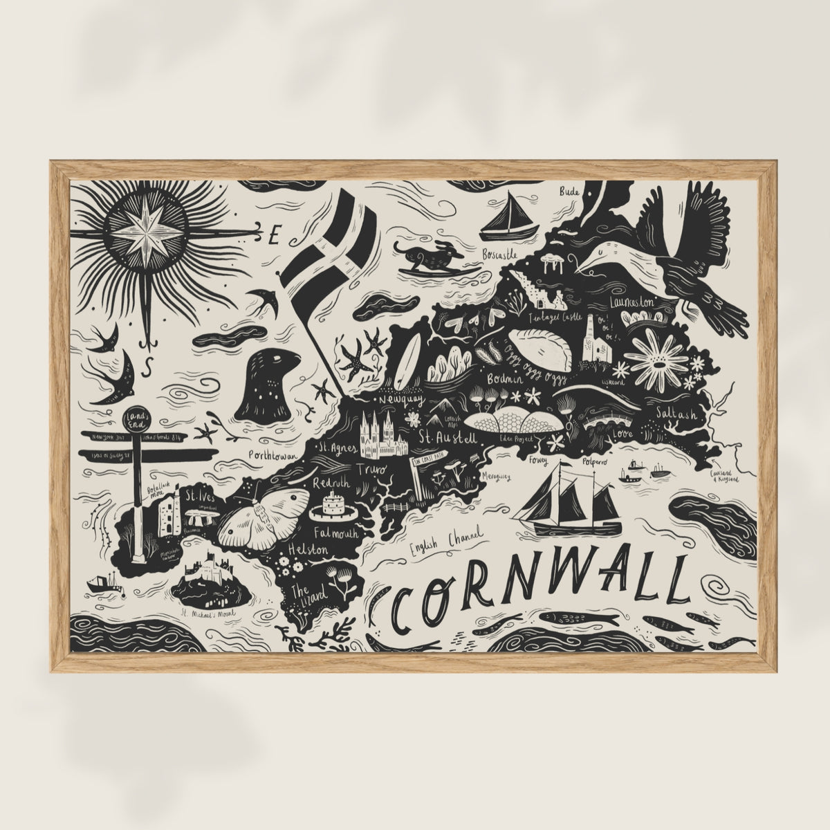 'Cornwall' Map Art Print