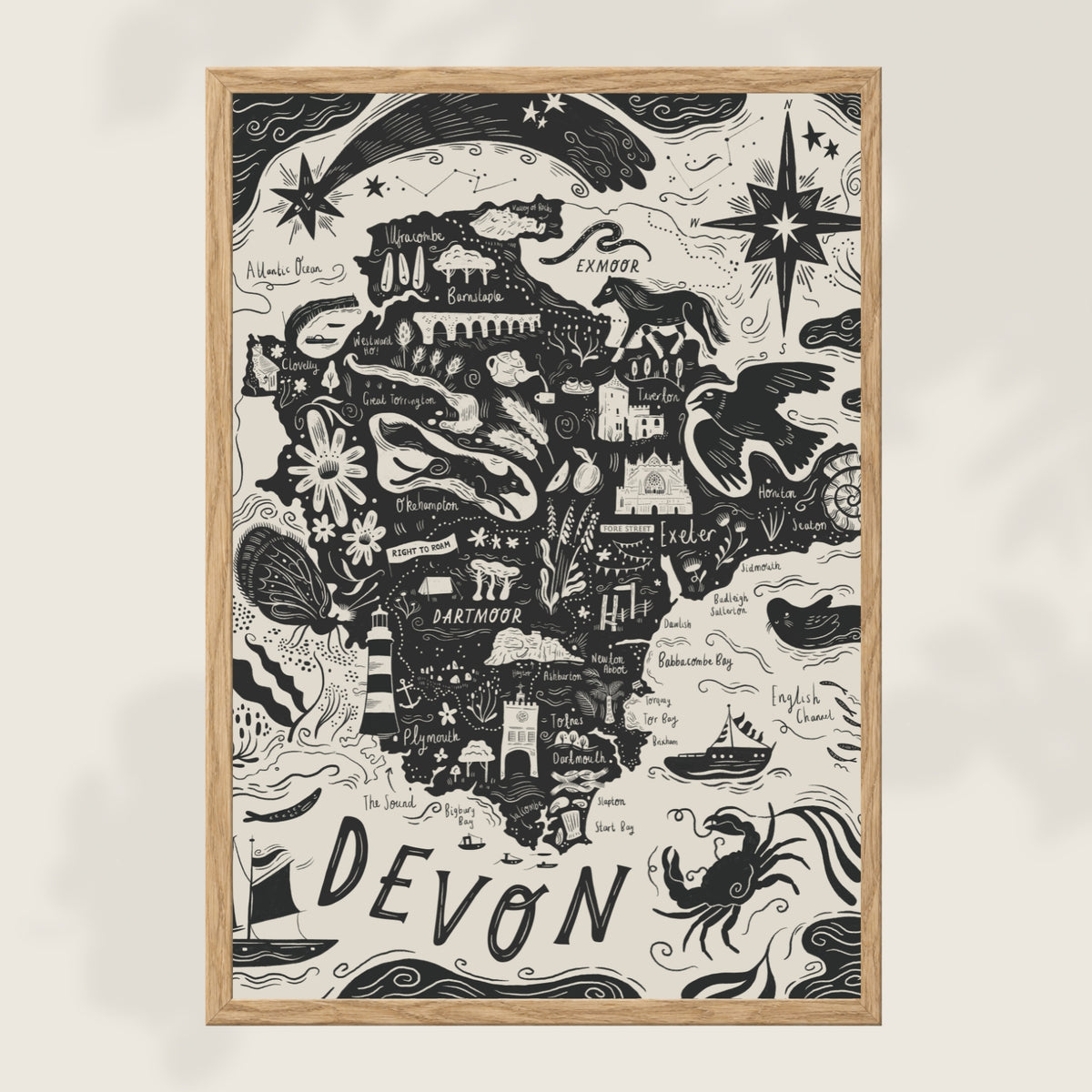 'Devon' Map Art Print