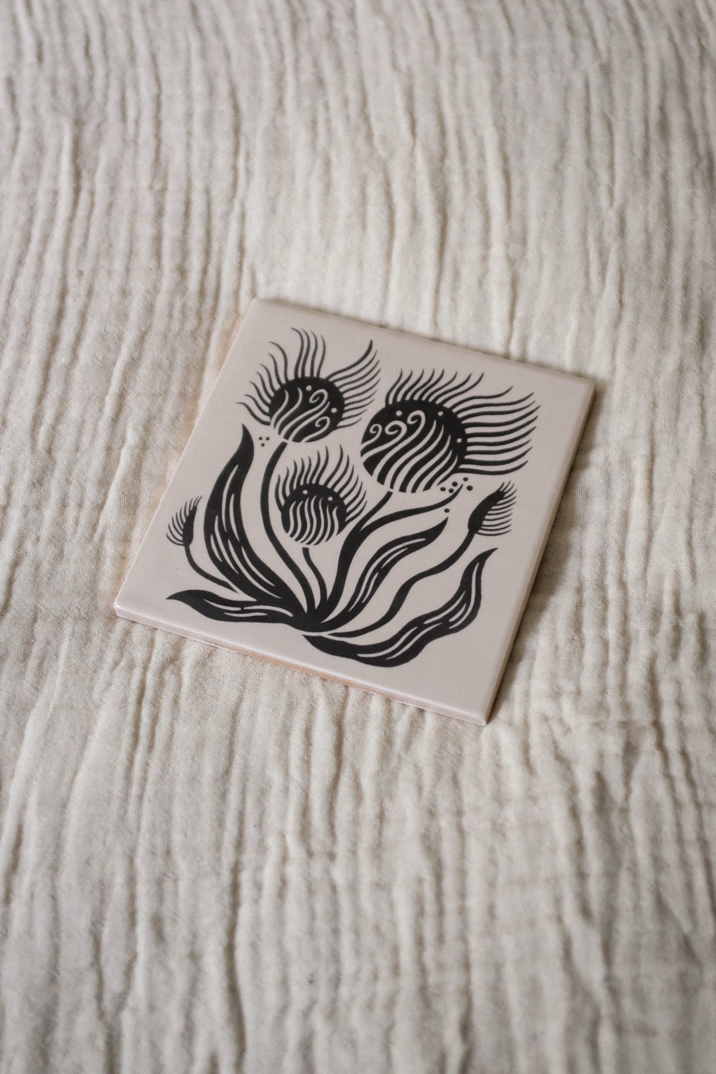 'Dandelion' Illustrated Ceramic Tile