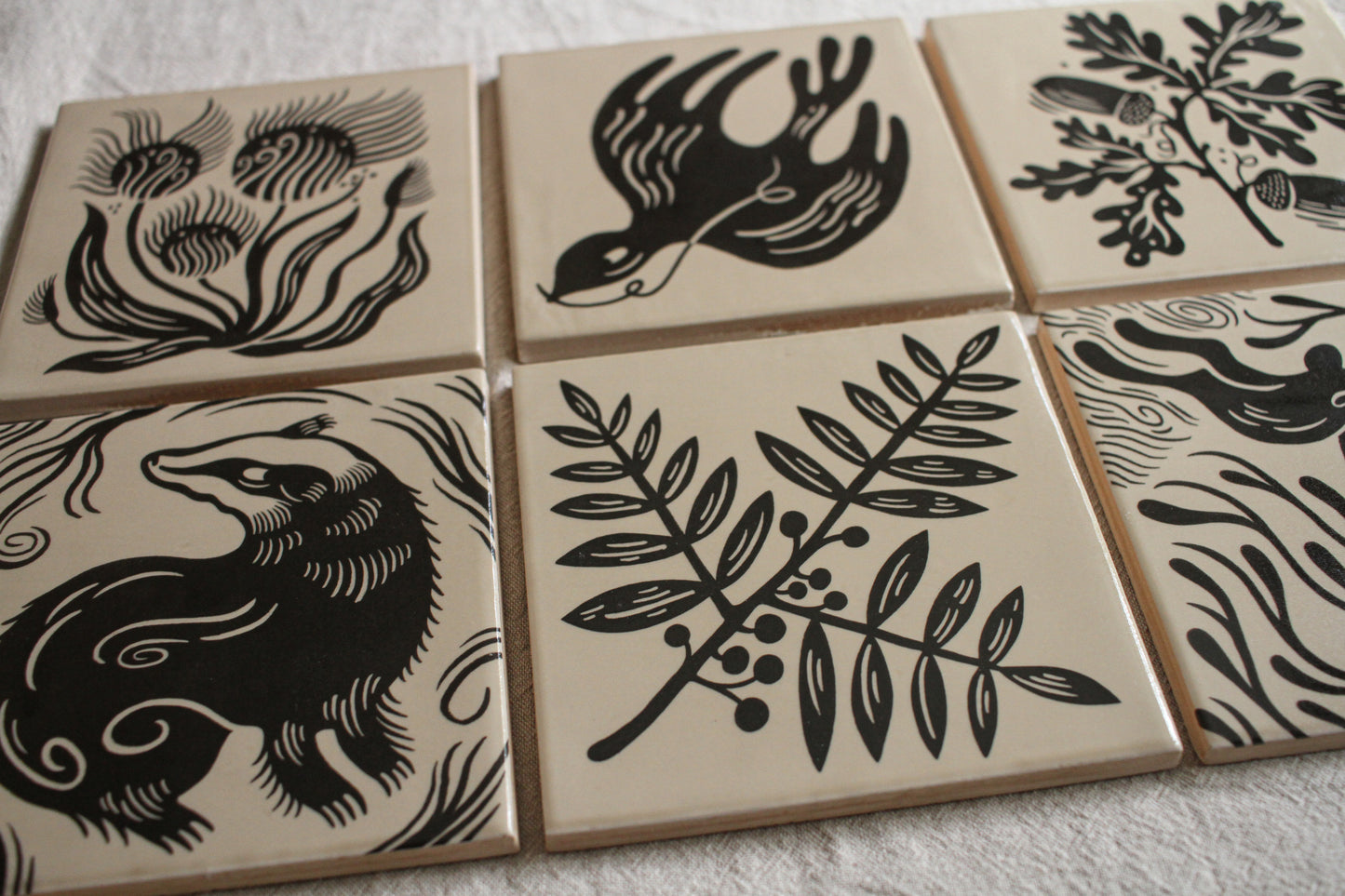 'Rowan' Illustrated Ceramic Tile