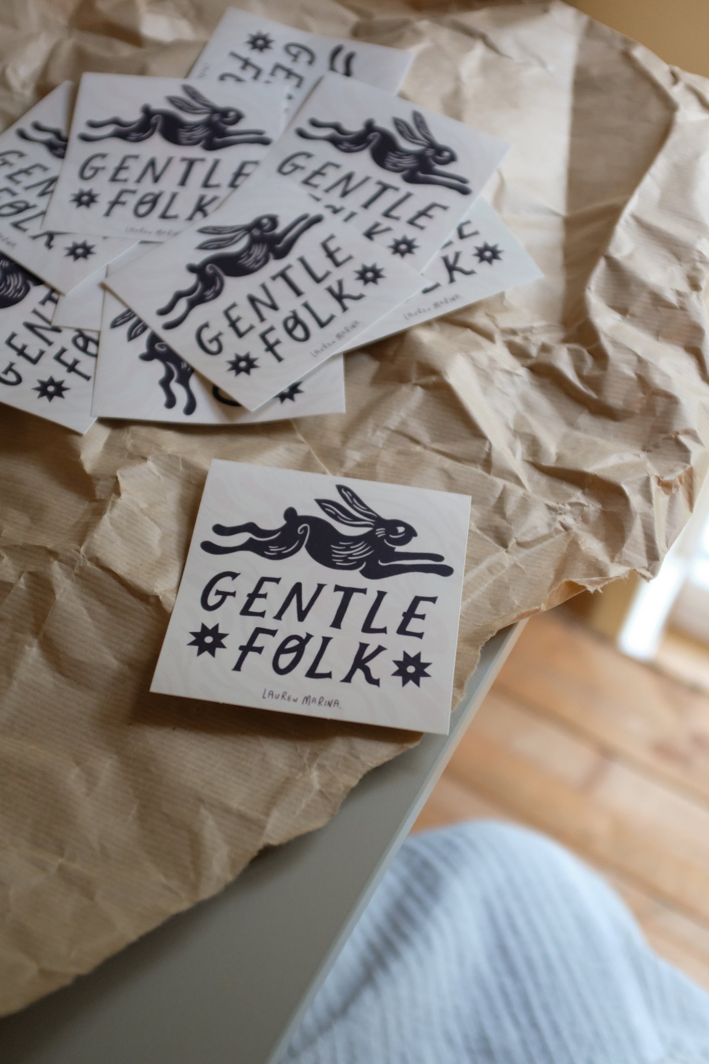 'Gentle Folk' Hare Sticker