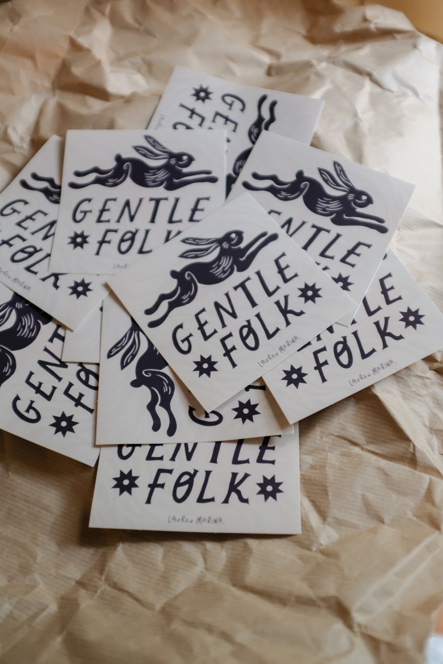 'Gentle Folk' Hare Sticker