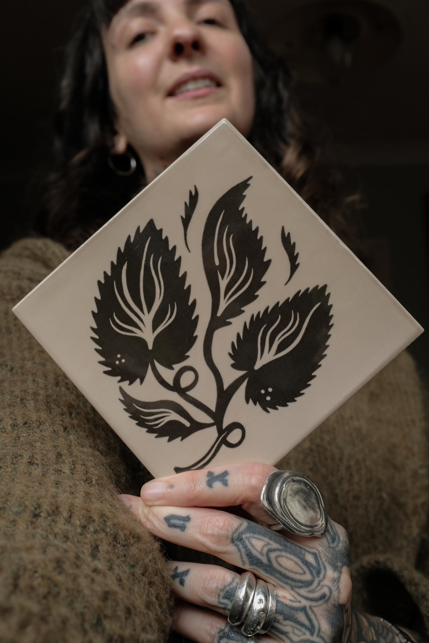 'Nettle' Illustrated Ceramic Tile