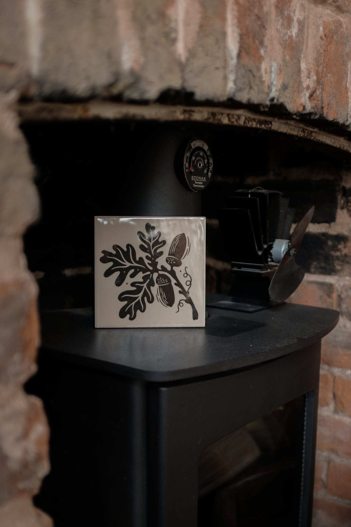 'Oak Leaf and Acorn' Illustrated Ceramic Tile