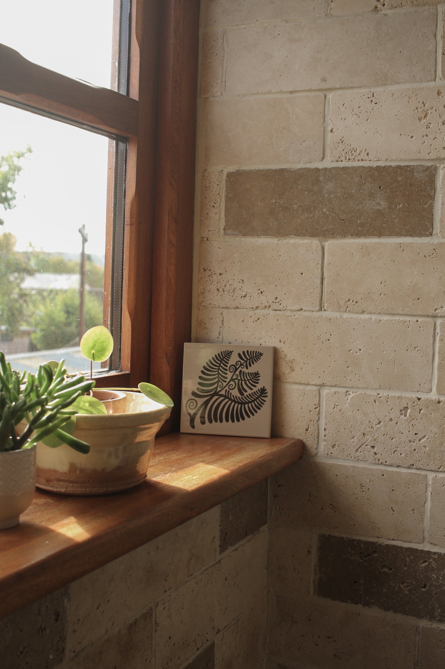 'Maidenhair Fern' Illustrated Ceramic Tile