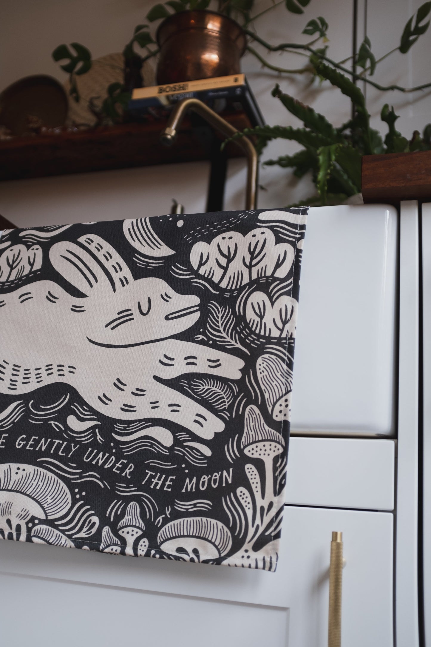 'Moon' Illustrated Poetry Tea Towel / or Wall Hanging