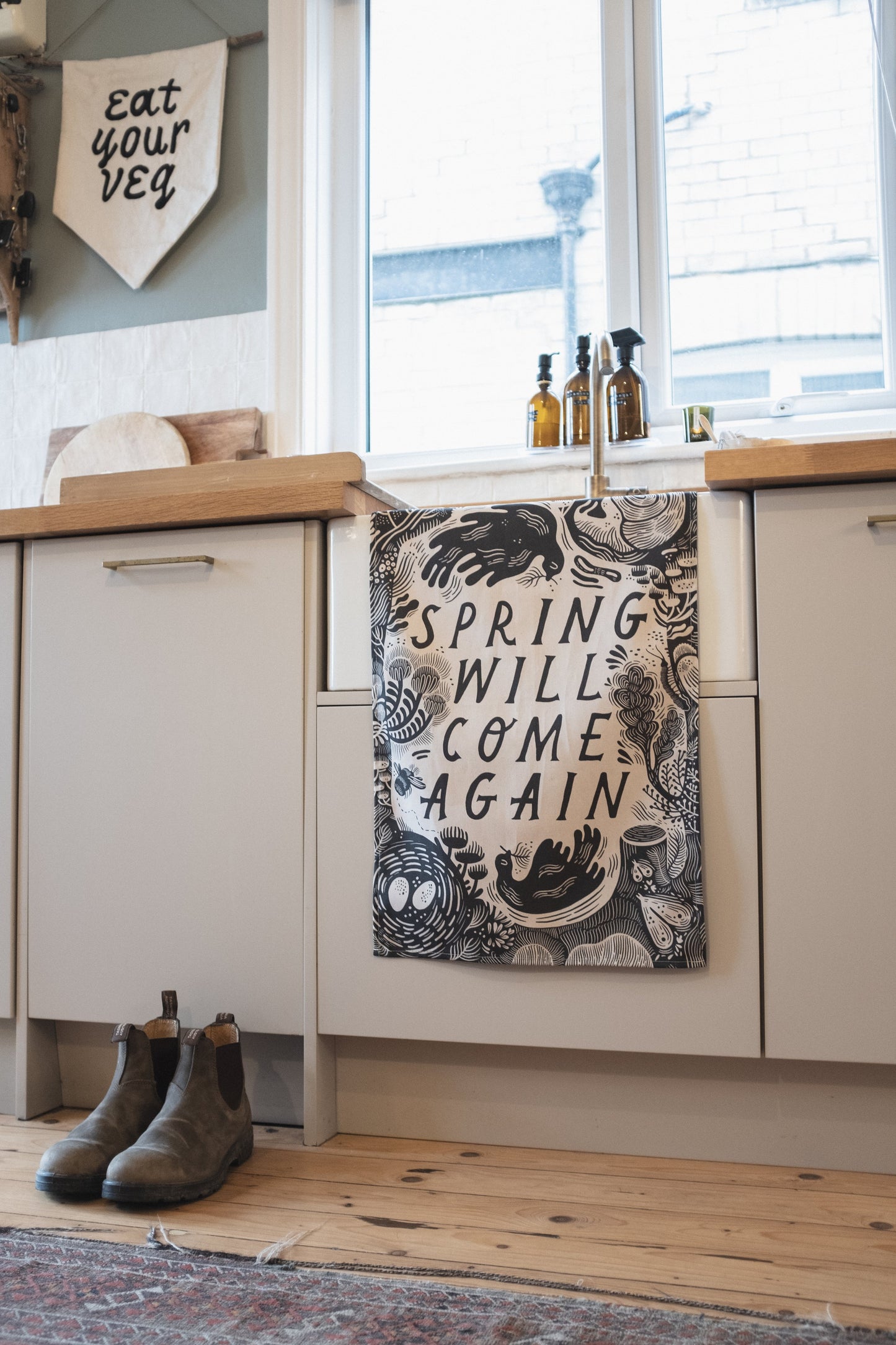 'Spring' Illustrated Poetry Tea Towel / or Wall Hanging