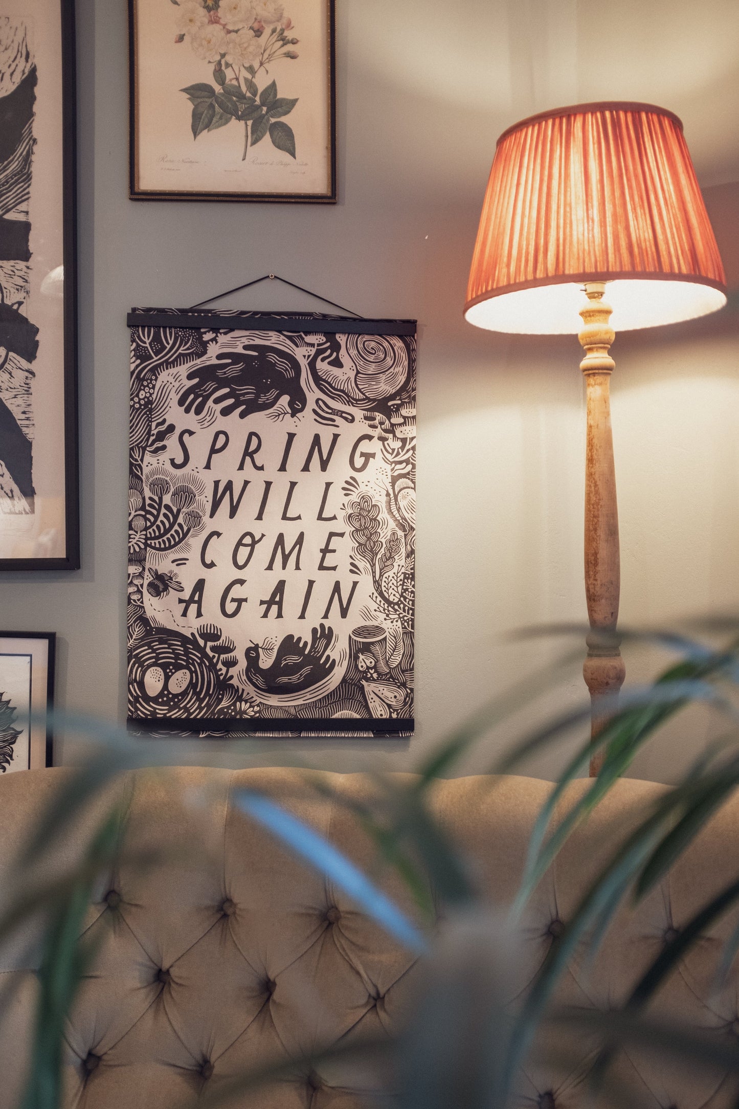 'Spring' Illustrated Poetry Tea Towel / or Wall Hanging