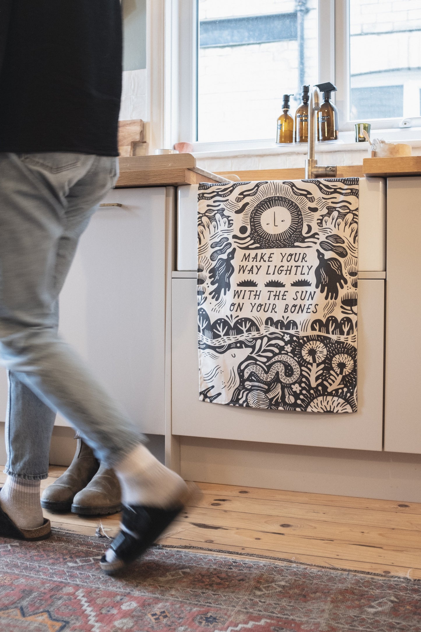 'Sun' Illustrated Poetry Tea Towel / or Wall Hanging