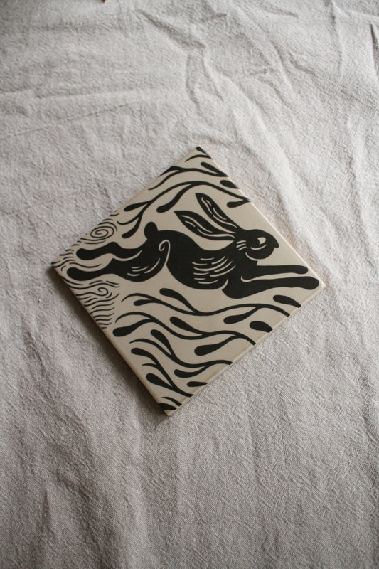 'Hare' Illustrated Ceramic Tile