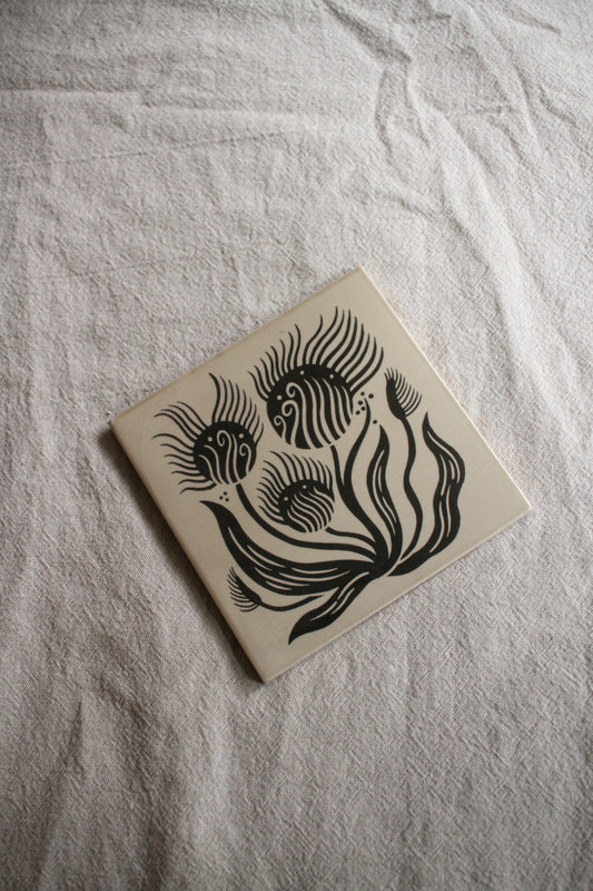 'Dandelion' Illustrated Ceramic Tile