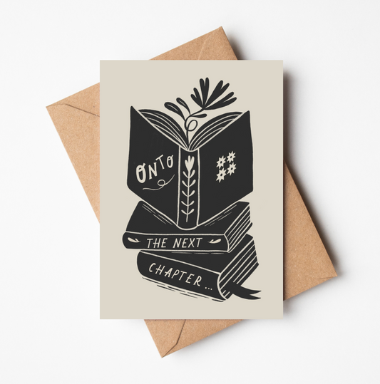 'Onto The Next Chapter' Book Card