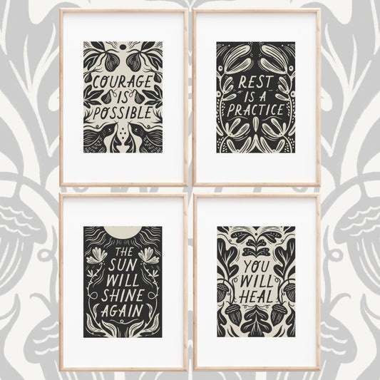 (Set of 4) Mantra Art Prints