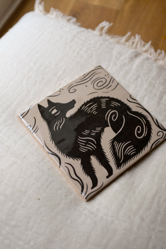 'Fox' Illustrated Ceramic Tile