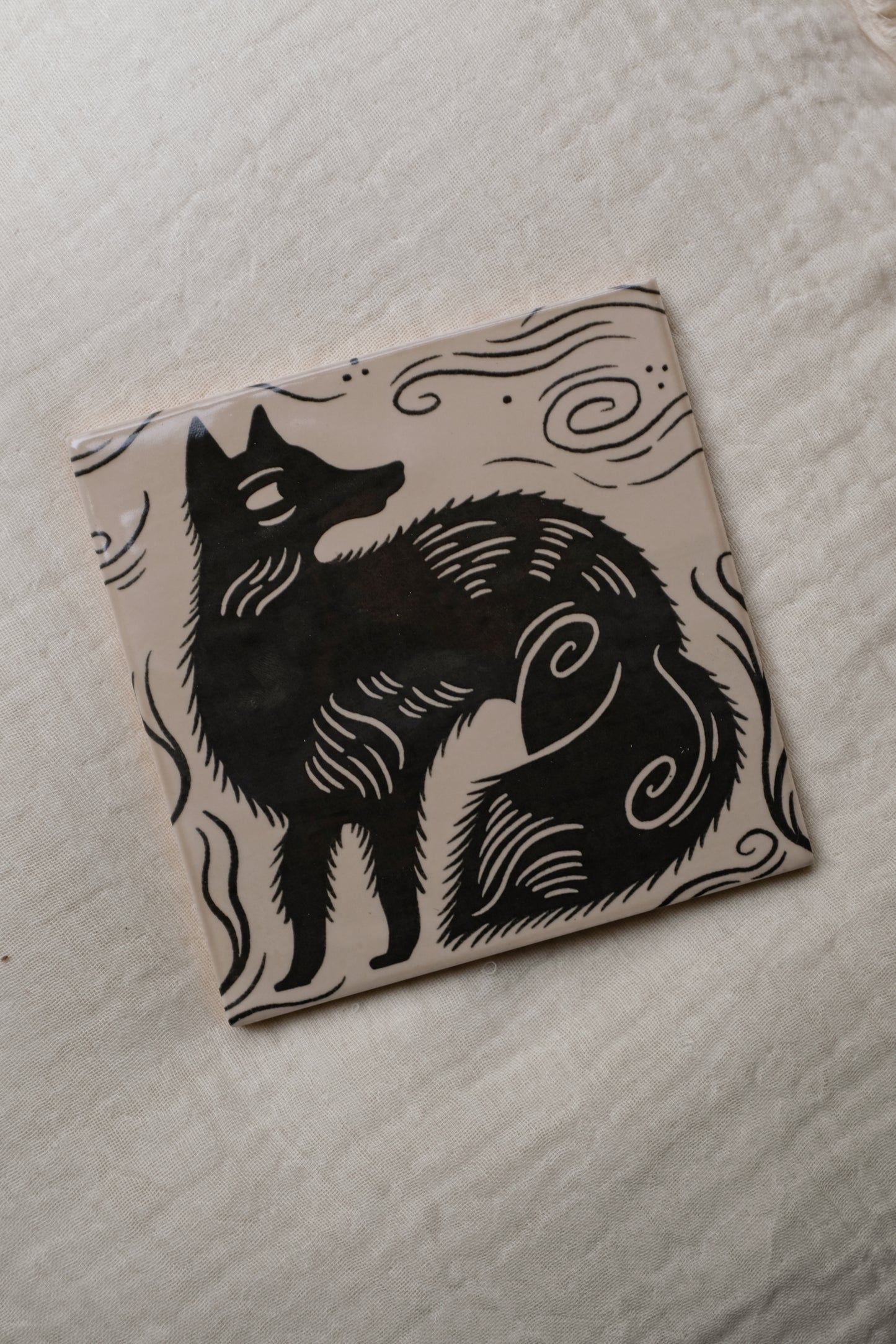 'Fox' Illustrated Ceramic Tile