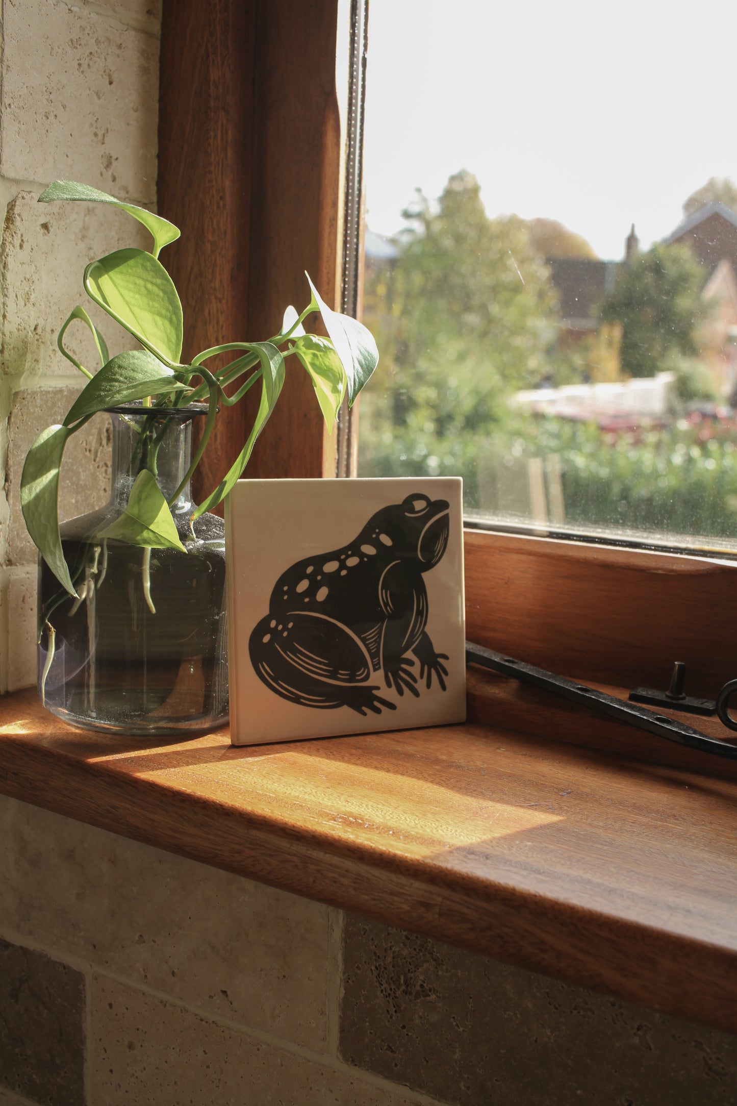 'Grumpy Frog' Illustrated Ceramic Tile