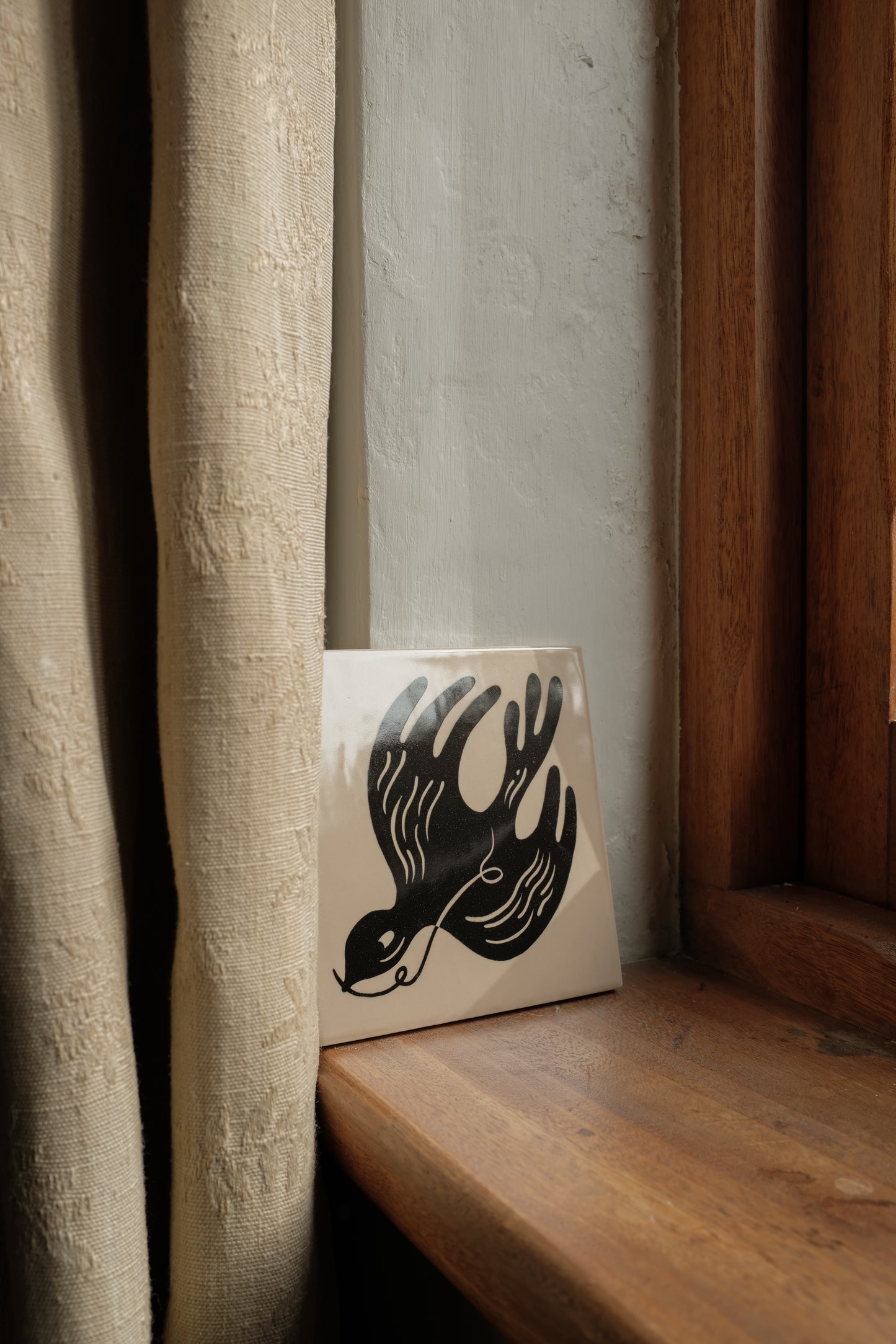 'Nesting Bird' Illustrated Ceramic Tile