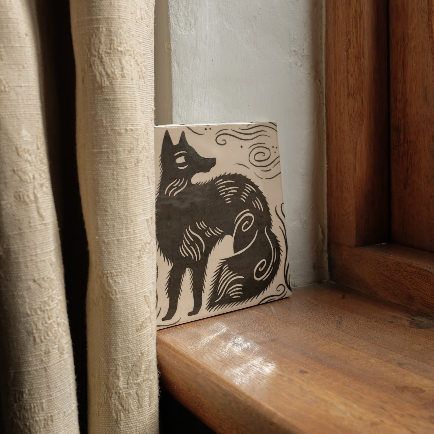 'Fox' Illustrated Ceramic Tile