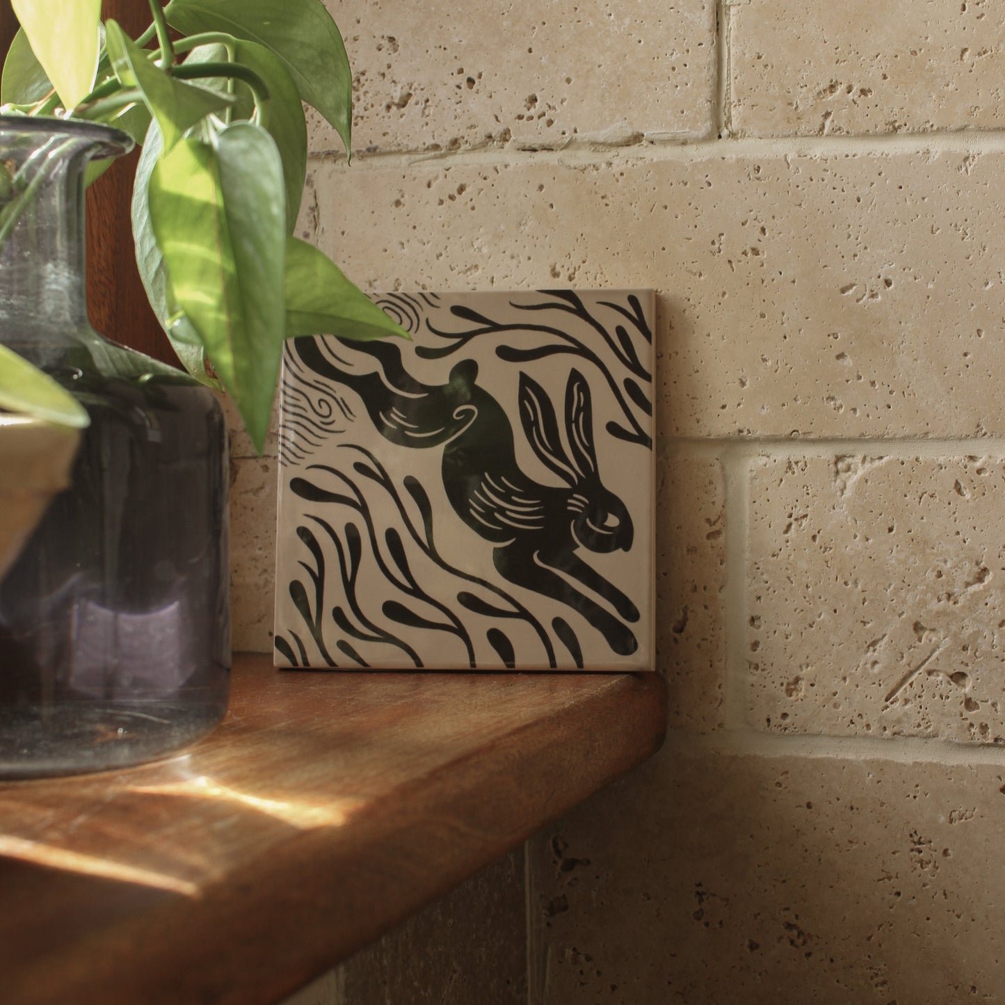 'Hare' Illustrated Ceramic Tile