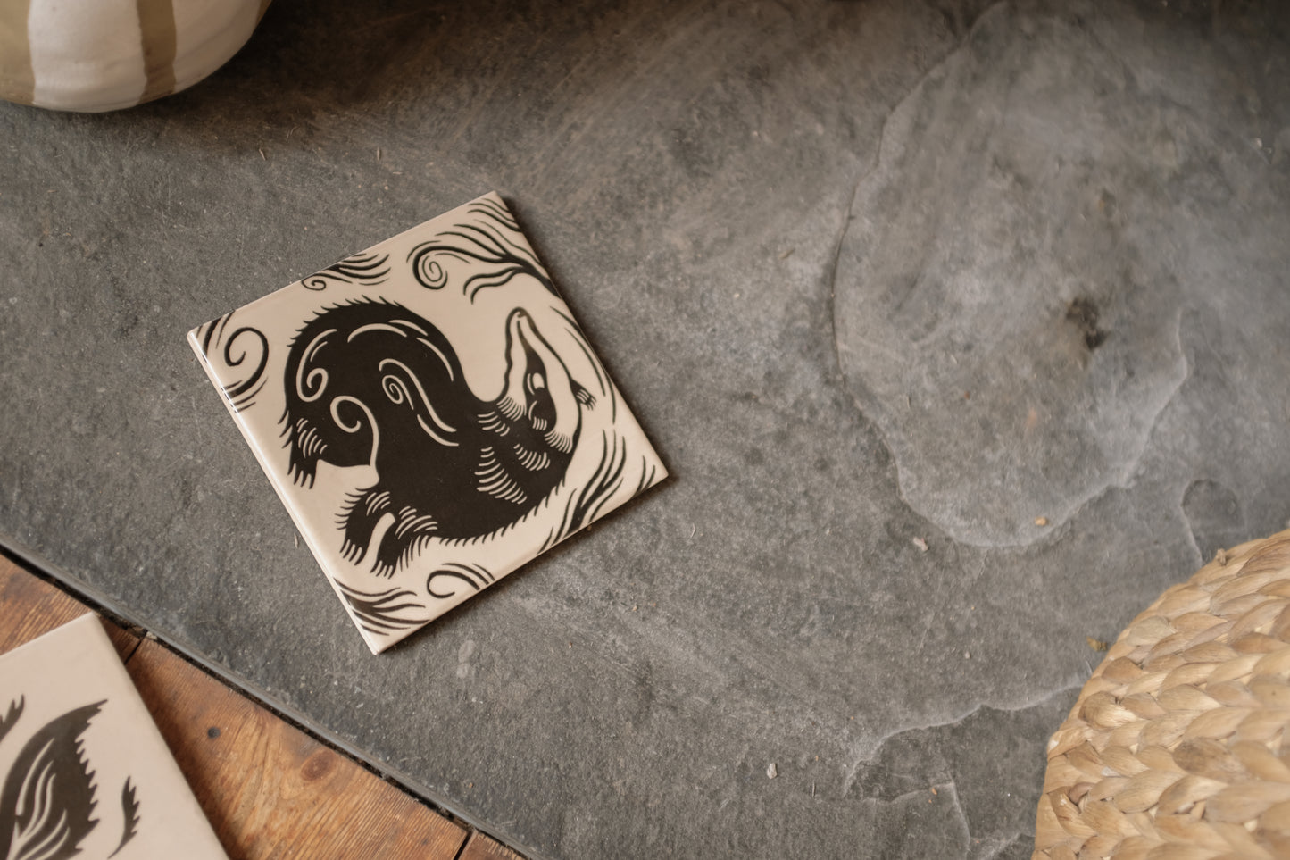 'Badger' Illustrated Ceramic Tile