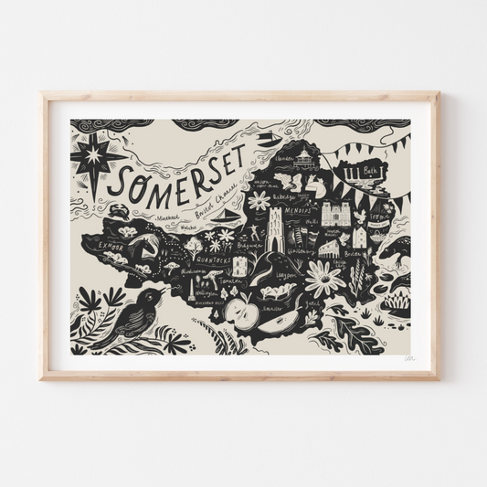 Modern Somerset map art print 
