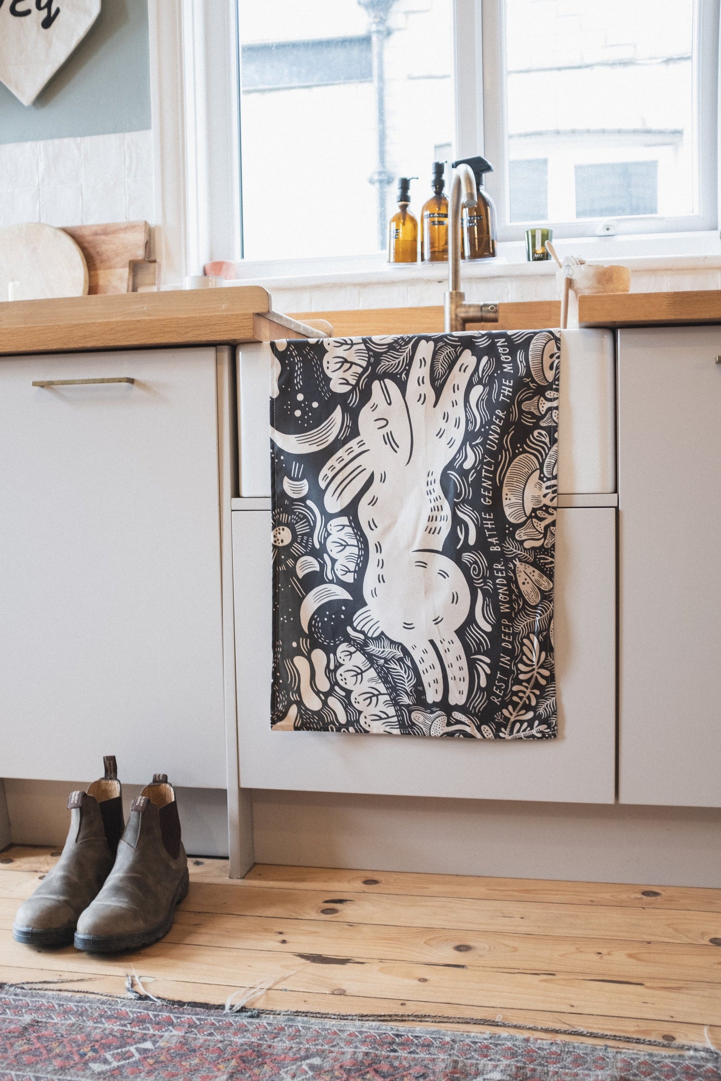 'Moon' Illustrated Poetry Tea Towel / or Wall Hanging